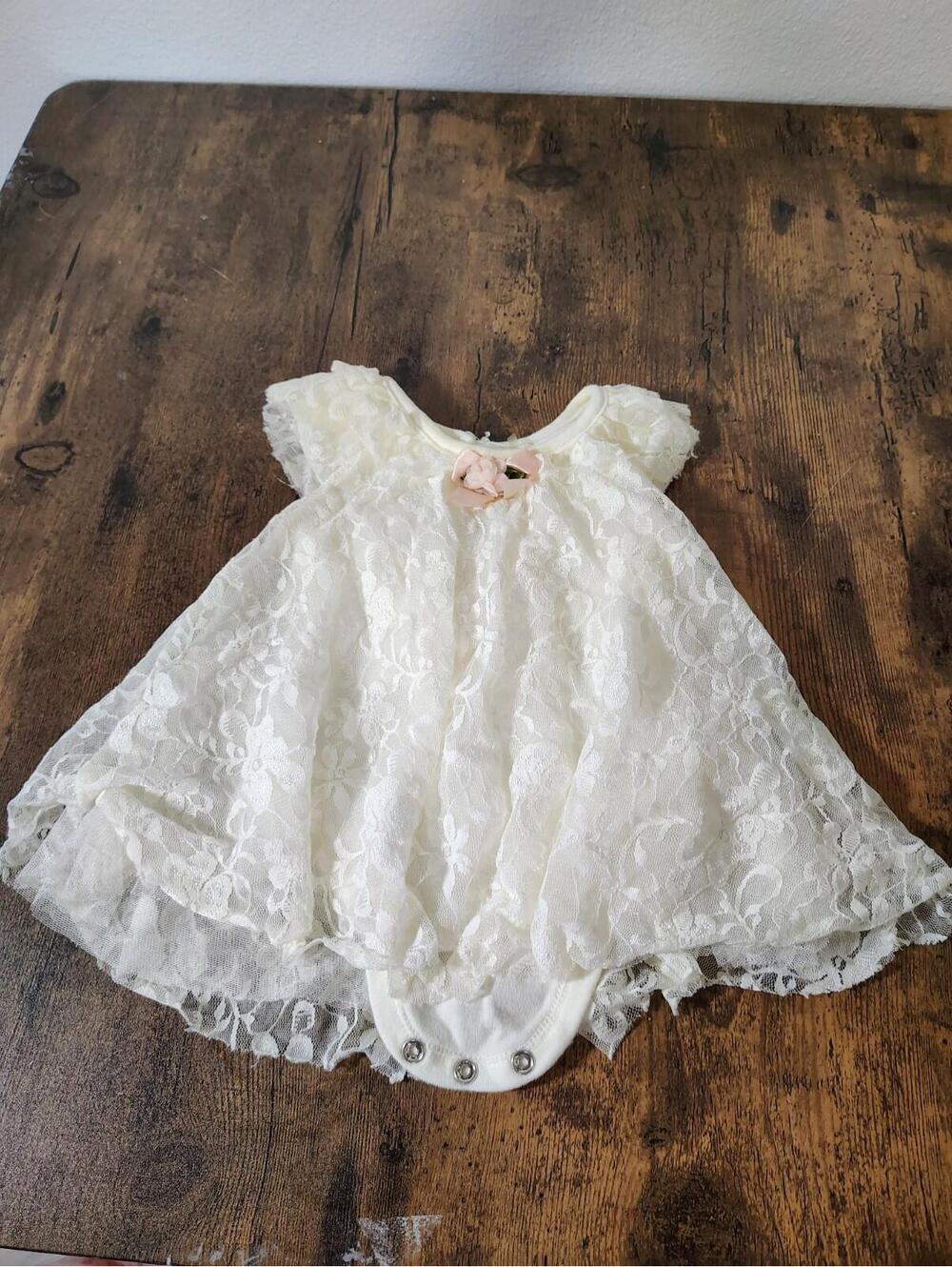 Baby Girl Starters 3 mo Ivory Dress Lace body suit included